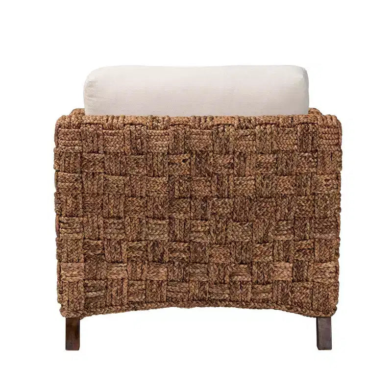 Fauteuil bali & pari Vevina en bois d'acajou et jonc de mer tressé Blanc/Brun naturel/Brun foncé : Rembourrage en polyester, Aucun assemblage requis