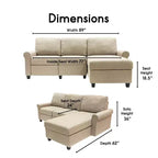 Serta Copenhagen Reclining Sectional with Right Storage Chaise Beige : Microfiber Upholstery, Wood Frame, Spot Clean