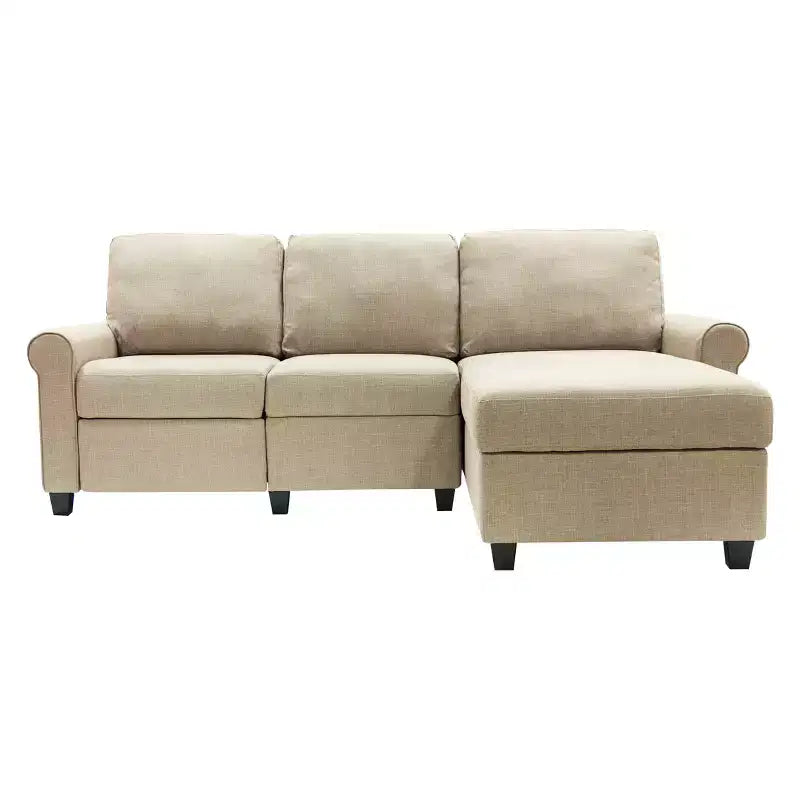 Serta Copenhagen Reclining Sectional with Right Storage Chaise Beige : Microfiber Upholstery, Wood Frame, Spot Clean