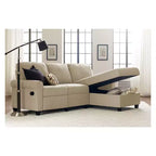 Serta Copenhagen Reclining Sectional with Right Storage Chaise Beige : Microfiber Upholstery, Wood Frame, Spot Clean