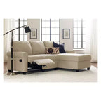 Serta Copenhagen Reclining Sectional with Right Storage Chaise Beige : Microfiber Upholstery, Wood Frame, Spot Clean