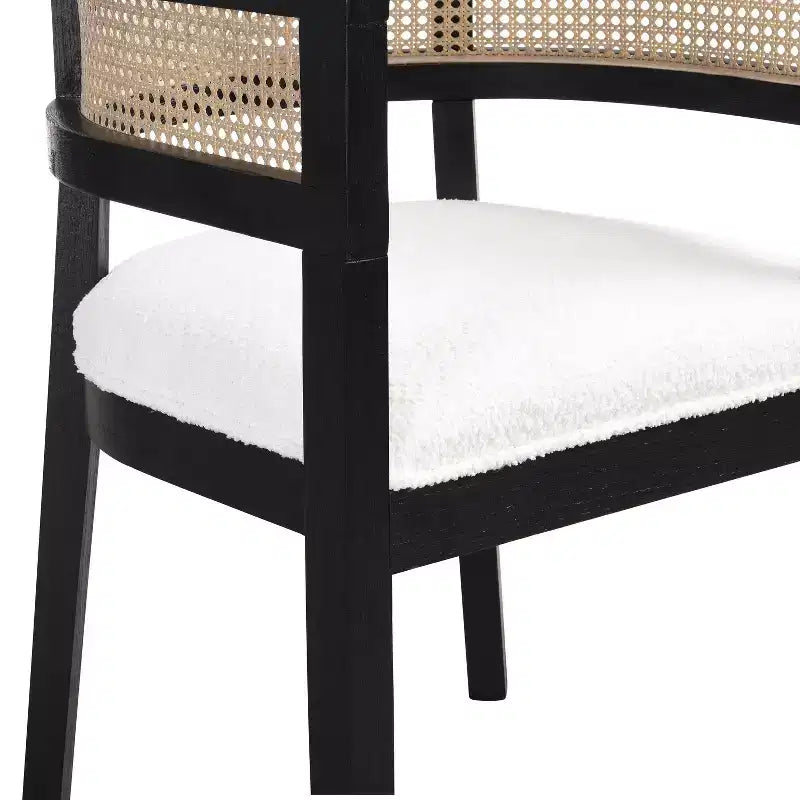 Christopher Knight Home Aiden Ensemble de 3 chaises de salon en bois et rotin de style moderne du milieu du siècle, beige