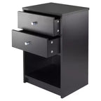 Table de chevet Ava avec 2 tiroirs Noir - Winsome : Table de chevet contemporaine, Design élégant, Étagère de rangement