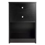 Table de chevet Ava avec 2 tiroirs Noir - Winsome : Table de chevet contemporaine, Design élégant, Étagère de rangement
