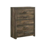 Commode à 5 tiroirs Beckett Noyer - Picket House Furnishings : Rangement vertical, Quincaillerie bronze, Composite MDF
