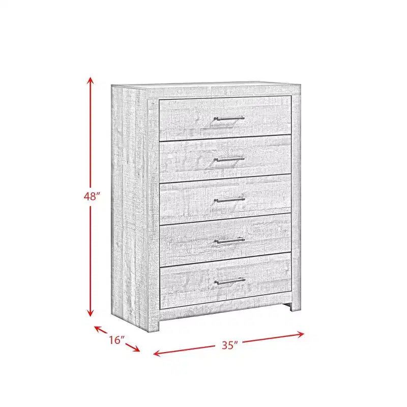 Commode à 5 tiroirs Beckett Noyer - Picket House Furnishings : Rangement vertical, Quincaillerie bronze, Composite MDF