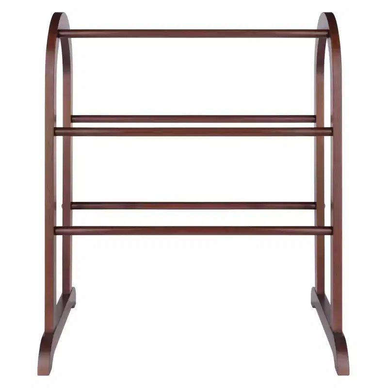 Eleanor Quilt Rack - Antique Walnut - Winsome: Hardwood Stand for Linen & Comforter Storage