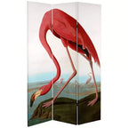 Paravent en toile à double face Héron et Flamant rose Audubon de 6 po - Meuble oriental : Paravent pliant d’intimité