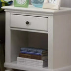Home Styles Home Bermuda Nightstand White/Espresso: Mahogany Frame, Brass Hardware, Storage Shelf