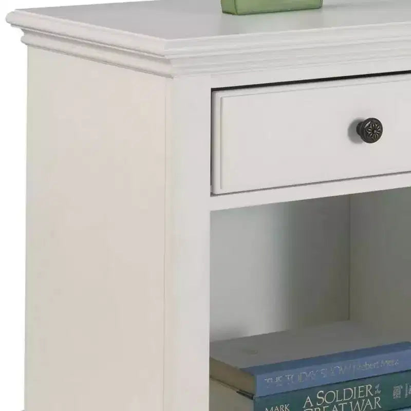 Home Styles Home Bermuda Nightstand White/Espresso: Mahogany Frame, Brass Hardware, Storage Shelf