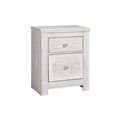 Paxberry Two Drawer Nightstand White Wash - Signature Design by Ashley: Traditional Storage, USB Ports, Wood Frame