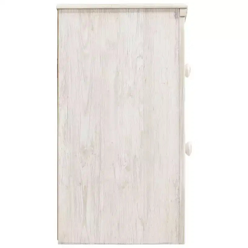 Table de chevet Paxberry à deux tiroirs Blanc délavé - Signature Design by Ashley : Rangement traditionnel, ports USB, cadre en bois