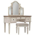Set of 3 Realyn Vanity/Mirror/Stool Chipped White: Cottage Style Dressing Table - Signature Design by Ashley
