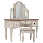 Set of 3 Realyn Vanity/Mirror/Stool Chipped White: Cottage Style Dressing Table - Signature Design by Ashley