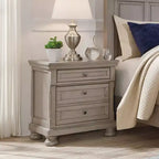 Lettner Two Drawer Nightstand Light Gray - Signature Design by Ashley: Inlaid Panels, Bun Feet, Modern Sophistication