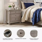 Lettner Two Drawer Nightstand Light Gray - Signature Design by Ashley: Inlaid Panels, Bun Feet, Modern Sophistication
