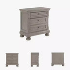 Lettner Two Drawer Nightstand Light Gray - Signature Design by Ashley: Inlaid Panels, Bun Feet, Modern Sophistication