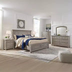 Lettner Two Drawer Nightstand Light Gray - Signature Design by Ashley: Inlaid Panels, Bun Feet, Modern Sophistication