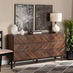 Baxton Studio Hartman Wood 6 Drawer Dresser Walnut Brown: Modern Storage, Vertical Design, 31" High