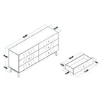 Commode 6 tiroirs en bois Baxton Studio Hartman, brun noyer : Rangement moderne, design vertical, 79 cm de hauteur
