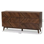 Commode 6 tiroirs en bois Baxton Studio Hartman, brun noyer : Rangement moderne, design vertical, 79 cm de hauteur