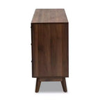 Commode 6 tiroirs en bois Baxton Studio Hartman, brun noyer : Rangement moderne, design vertical, 79 cm de hauteur