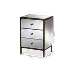 Nouria Mirrored 3 Drawer Nightstand