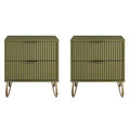 Manhattan Comfort Set of 2 Dumbo 2 Drawer Nightstands Olive Green