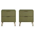 Manhattan Comfort Set of 2 Dumbo 2 Drawer Nightstands Olive Green