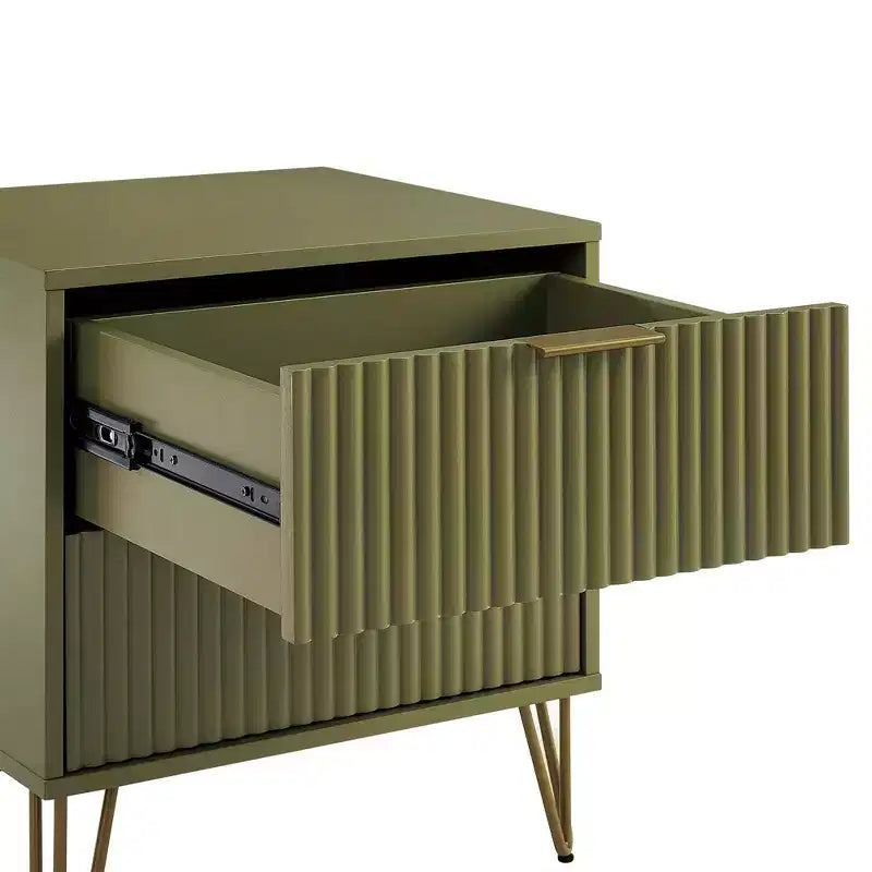 Manhattan Comfort, ensemble de 2 tables de chevet Dumbo à 2 tiroirs, vert olive