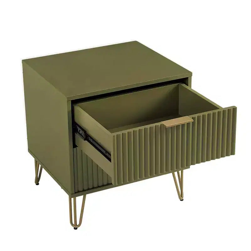 Manhattan Comfort, ensemble de 2 tables de chevet Dumbo à 2 tiroirs, vert olive
