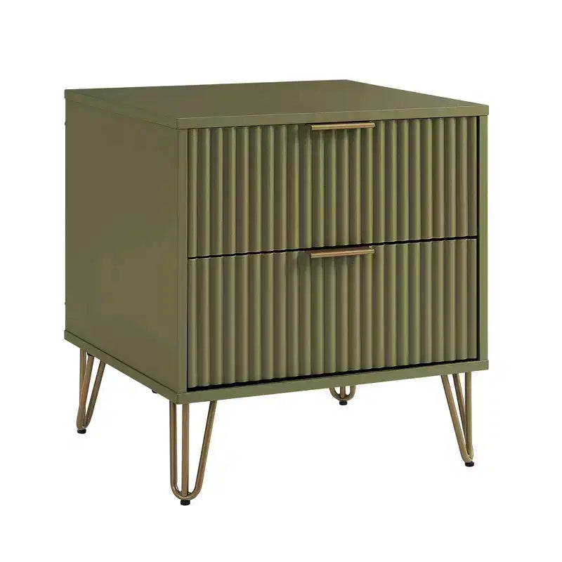 Manhattan Comfort, ensemble de 2 tables de chevet Dumbo à 2 tiroirs, vert olive