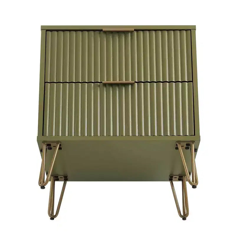 Manhattan Comfort, ensemble de 2 tables de chevet Dumbo à 2 tiroirs, vert olive