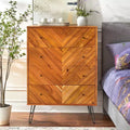 Lifestorey Alexandria 4 Drawer Chest Oak: Modern Vertical Storage, MDF Veneer Finish, 47.3" High
