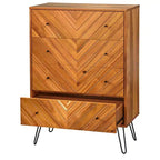 Lifestorey Alexandria, commode à 4 tiroirs en chêne : Rangement vertical moderne, finition placage MDF, 120,1 cm de hauteur