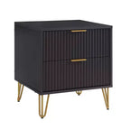 Manhattan Comfort Lot de 2 tables de chevet Dumbo à 2 tiroirs noires : Rangement de chevet moderne, cadre en MDF, glissières en métal