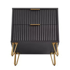 Manhattan Comfort Lot de 2 tables de chevet Dumbo à 2 tiroirs noires : Rangement de chevet moderne, cadre en MDF, glissières en métal