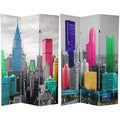 6" Colorful New York Scene Room Divider Blue/Gray - Oriental Furniture