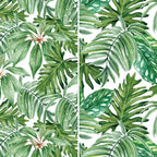 6" Double Sided Palm Leaves Canvas Room Divider Green - Oriental Furniture: Spruce Wood Frame, No Assembly Required