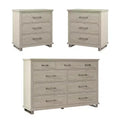 Set of 2 Night Stands & One Dresser in Beige: Festivo Bedroom Storage Furniture Set