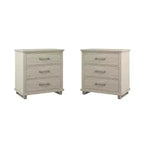 Ensemble de 2 tables de chevet et d'une commode beiges : Collection Festivo pour chambre à coucher