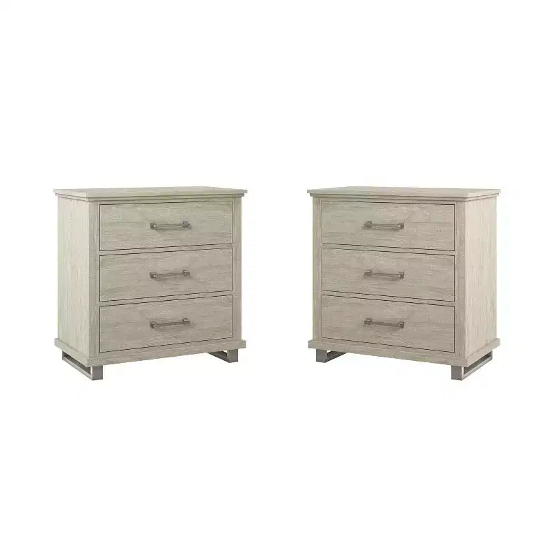 Ensemble de 2 tables de chevet et d'une commode beiges : Collection Festivo pour chambre à coucher