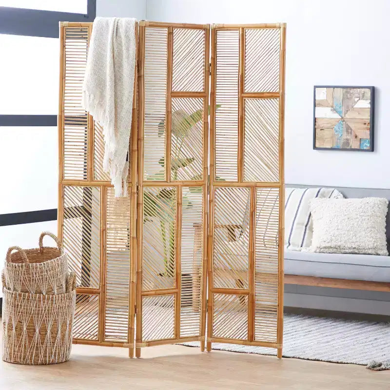 Paravent Contemporain en Bois Marron - Olivia & May