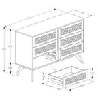 Commode à 6 tiroirs en bois et rotin synthétique Barrett, pieds inclinés - Baxton Studio