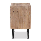 Table de chevet à 2 tiroirs en bois et rotin Calida marron - Baxton Studio