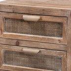 Table de chevet à 2 tiroirs en bois et rotin Calida marron - Baxton Studio