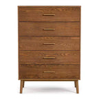 HOMES: Inside + Out Commode Riverstone Mid-Century Modern à 5 tiroirs avec système anti-basculement Interlock, Noyer