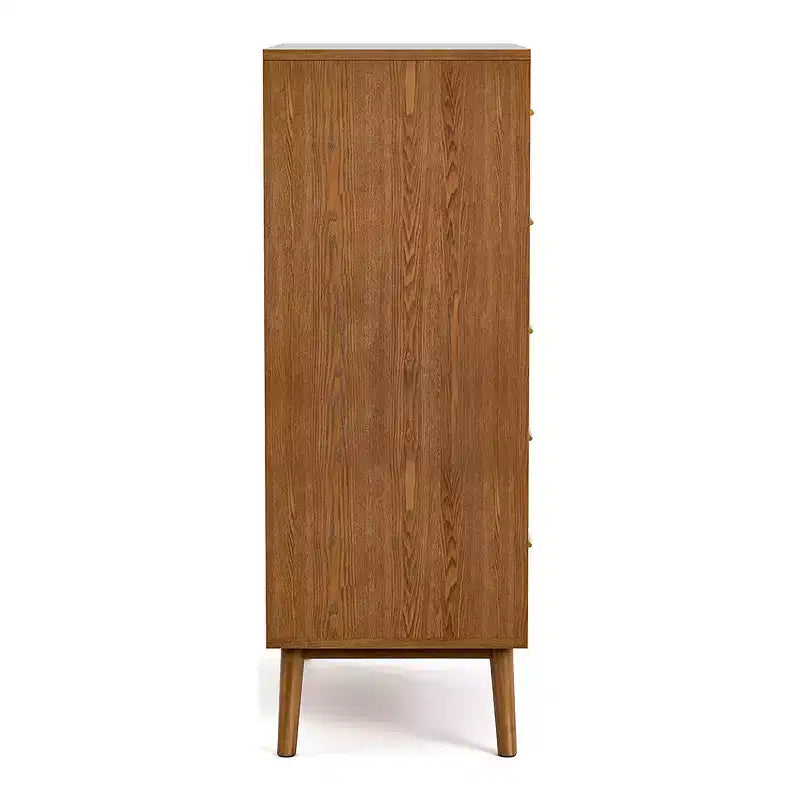 HOMES: Inside + Out Commode Riverstone Mid-Century Modern à 5 tiroirs avec système anti-basculement Interlock, Noyer