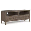 Rowan Low TV Stand for TVs up to 60" Smoky Brown - Wyndenhall: Solid Wood Media Console with Storage