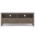 Meuble TV bas Rowan pour téléviseurs jusqu'à 60 po, brun fumé – Wyndenhall : Meuble console média en bois massif avec rangement
